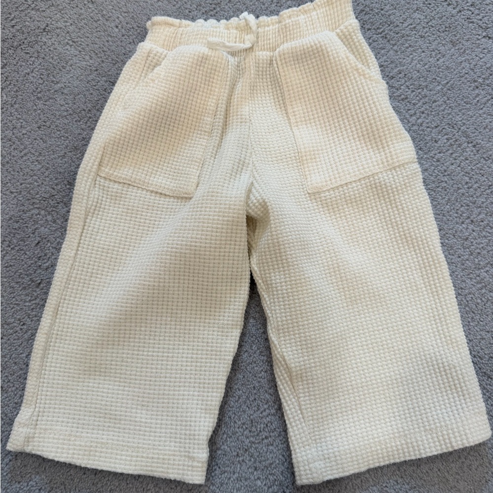 Zara Cream Waffle-Knit baby pants